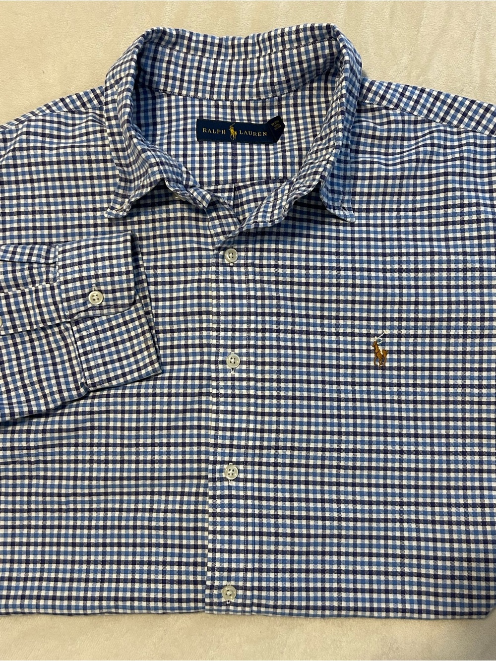 Polo Ralph Lauren Shirt Men XXL 2XL Gingham Plaid Check Long Sleeve Button Down